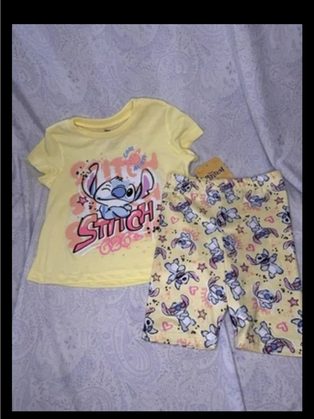 Disney’s Stitch Toddler 2 Piece Yellow Top & Capri Pants